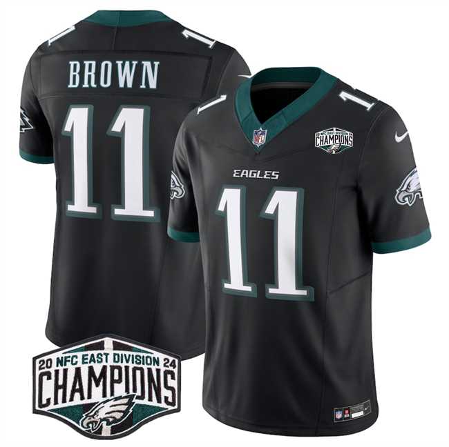 Men%27s Philadelphia Eagles #11 A.J. Brown Black 2024 New NFC East Champions F.U.S.E. Vapor Untouchable Limited Stitched Jersey